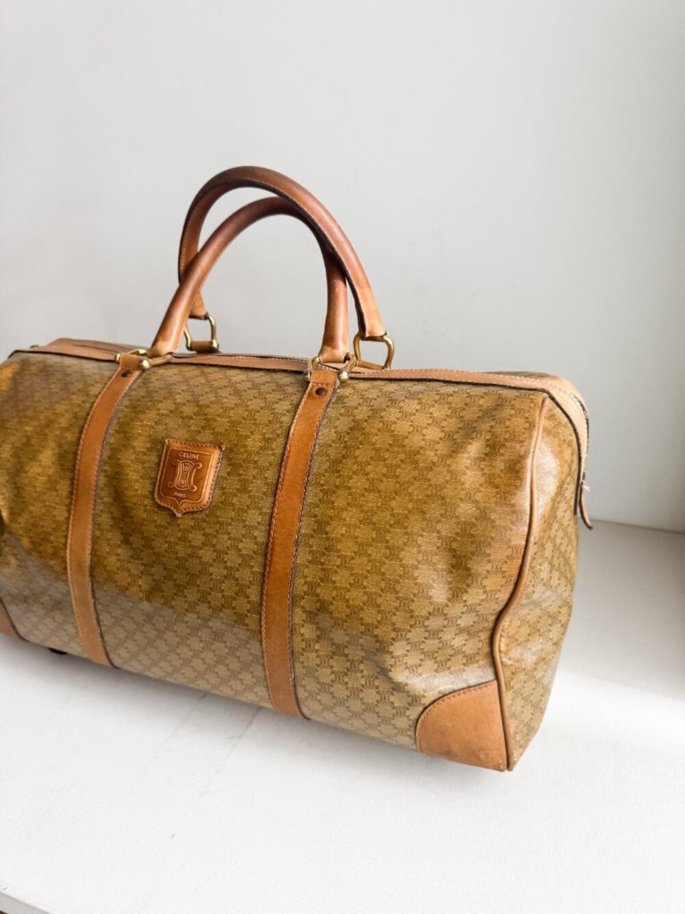 Vintage Celine Coated Canvas Duffle Travel Bag - Picture 3 of 13